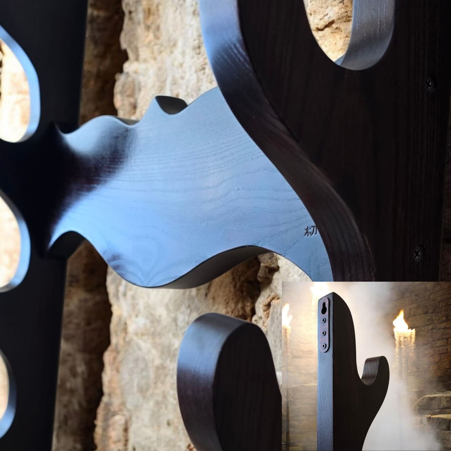 Wooden Wall stand for Swords, Ax, Rifle - Natural Wood Ash - 4 Layers