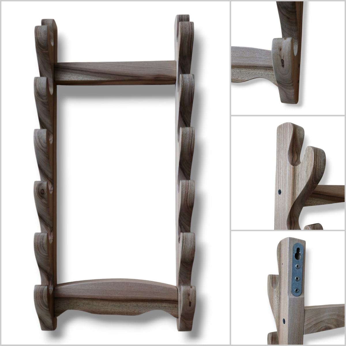 The Wall Stand for Weapons - Sword, Bokken, Staff - 6 Layer - newest Natural Wood (Walnut)