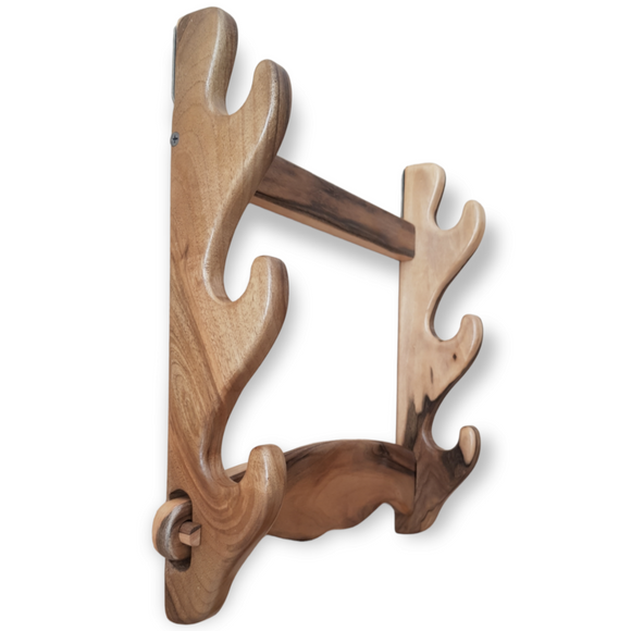 Wooden Wall Mounted Sword Katana Bokken Holder - Natural Wood Display Holder - 3 Layers