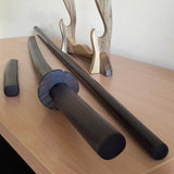 A set of wooden weapons for aikido - Bokken Daito 102 cm (40.1") with tsuba, jo 128 cm (50.4"), tanto - European Ash 