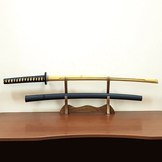 Wooden daito bokken with groove, tsuba, plastic saya and tsukamaki - Japanese sword 102 cm (40.1") for Aikido and Kendo - Robinia Wood
