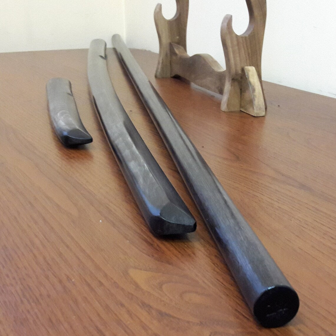 A set of wooden weapons for aikido - Bokken Bokuto 102 cm (40.1"), jo 128 cm (50.4"), tanto - European Hornbeam