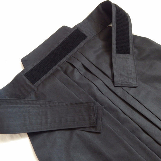 Japanese Hakama with Hook and Loop Fastener - Budo - Aikido - Kendo (Black)