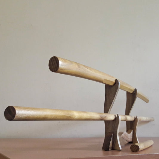 A set of wooden weapons for aikido - Bokken Bokuto 102 cm (40.1"), jo 128 cm (50.4"), tanto - Robinia Wood