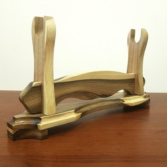 Exclusive Sword Katana Bokken Stand Holder - Natural Wood Walnut - 1 layer