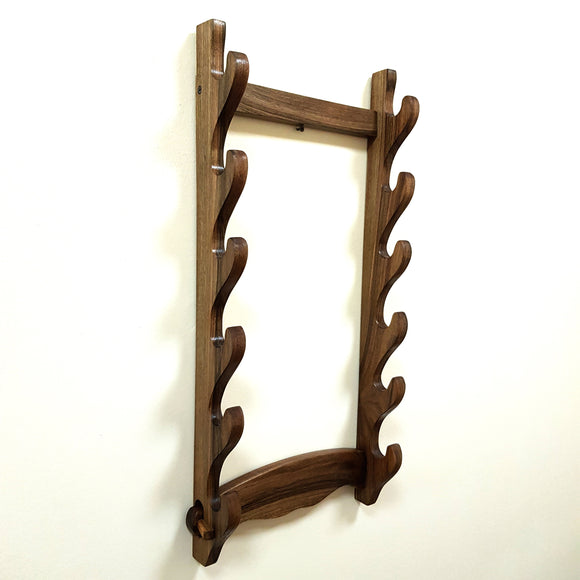 The Wall Stand for Weapons - Sword, Bokken, Staff - 6 Layer - Natural Wood (Walnut)