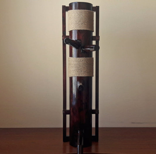 Сompact Wing Chun Wooden dummy with rope and leg - Muk yan jong (Ash Brown)