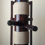 Сompact Wing Chun Wooden dummy with rope and leg - Muk yan jong (Ash Brown)