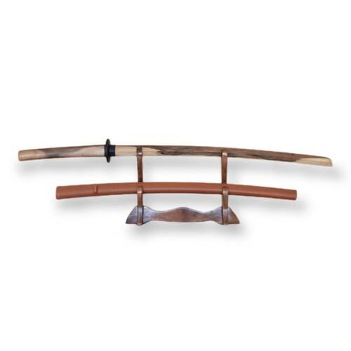 Wooden bokken Daito 102 cm (40.1") with patterned rubber tsuba and dome, plastic saya for Iaido - Walnut