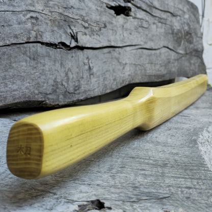 Heavy wooden suburito bokken for strength and technique training in kendo and aikido. Made from solid hardwood with a smooth, balanced design