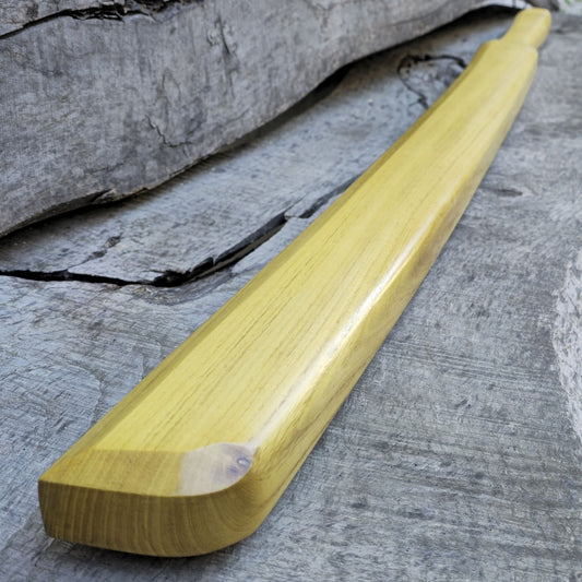 Heavy wooden suburito bokken for strength and technique training in kendo and aikido. Made from solid hardwood with a smooth, balanced design