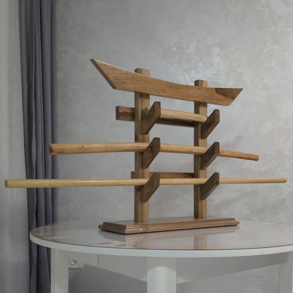 Durable wooden sword holder for samurai swords, katanas, and decorative blades