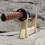Sword Katana Bokken Stand Holder - Natural Wood Hornbeam - 1 layer