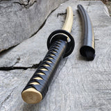 Wooden bokken Daito 102 cm with patterned rubber tsuba, plastic saya and tsukamaki