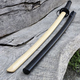 Wooden bokken Daito with patterned rubber tsuba, plastic saya and tsukamaki 
