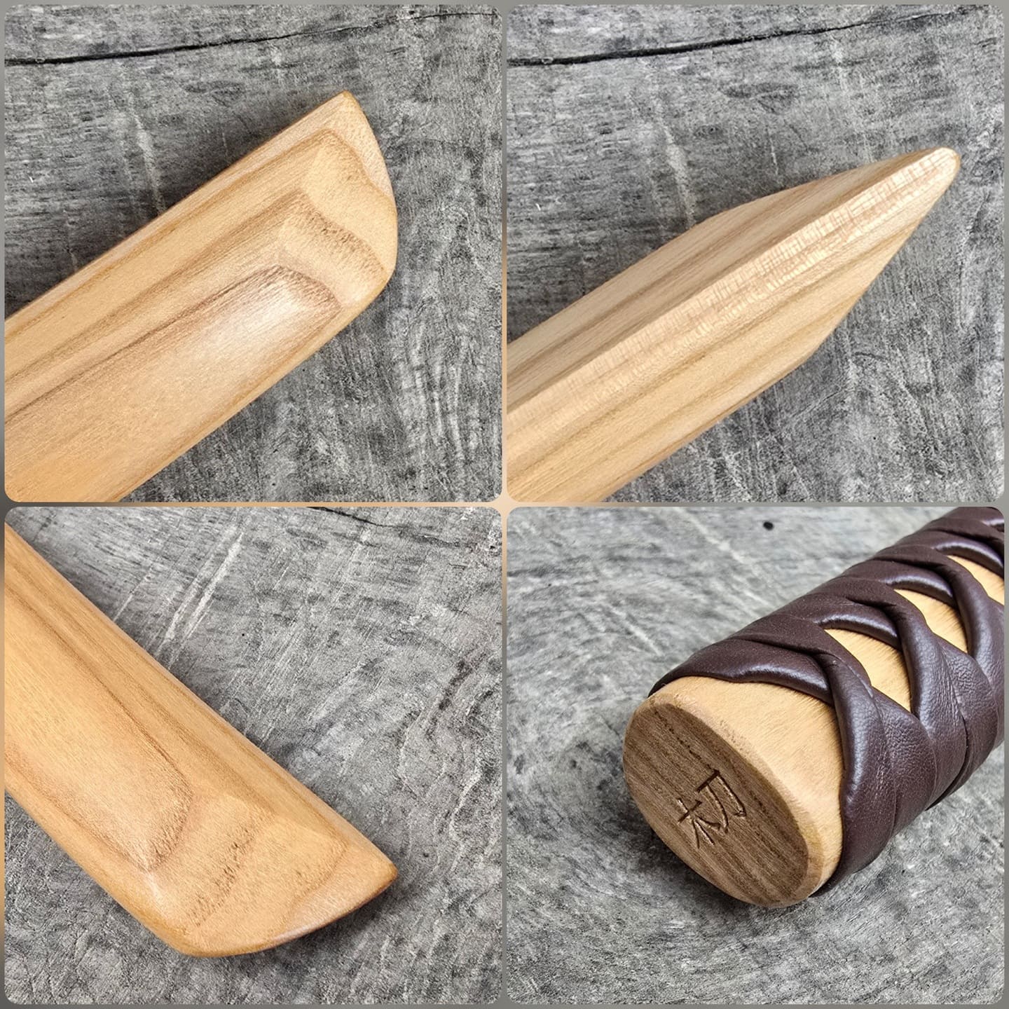Wooden tanto Japanese style with tsukamaki - European Ash