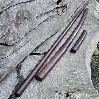 A set of wooden weapons for aikido and other martial arts. 