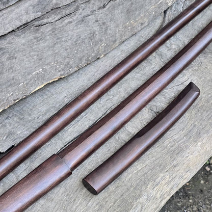 A set of wooden weapons for aikido and other martial arts. 