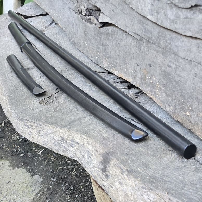 A set of wooden weapons for aikido - Bokken Daito 102 cm (40.1"), jo 128 cm (50.4"), tanto - European Hornbeam