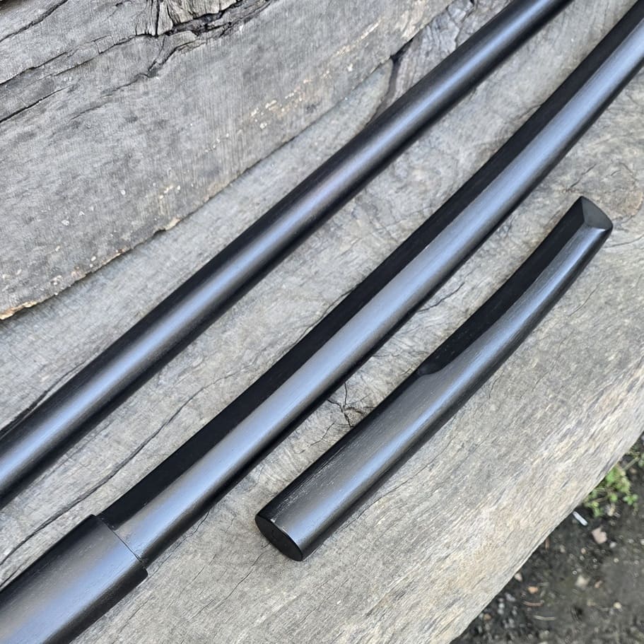 A set of wooden weapons for aikido - Bokken Daito 102 cm (40.1"), jo 128 cm (50.4"), tanto - European Hornbeam