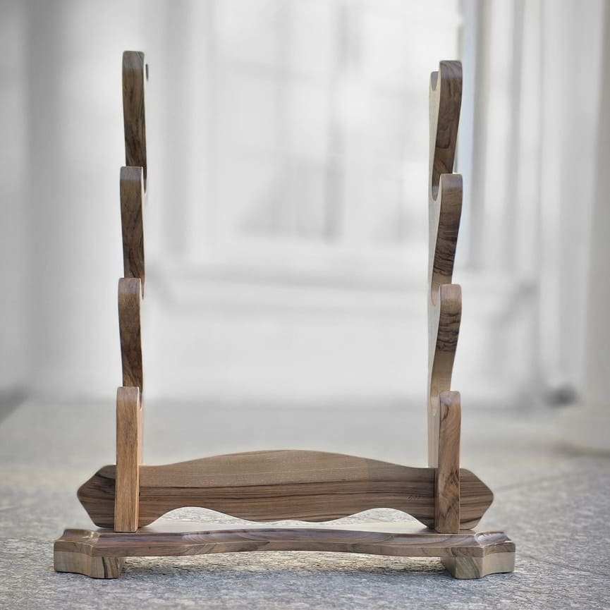 Swords holder for 4 items from natural wood walnut
