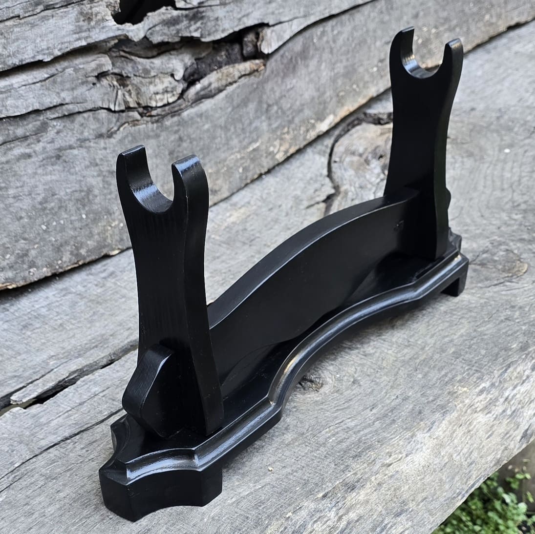 Wooden solid black stand for sword or katana 