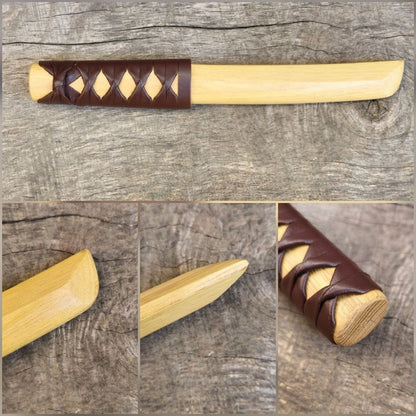 Handcrafted wooden training knife tanto made from durable hardwood