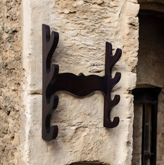 Wooden Wall stand for Swords, Ax, Rifle - Natural Wood Ash - 4 Layers
