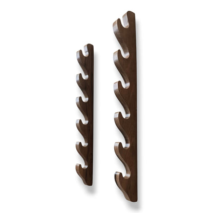 Wooden Wall Mounted Sword Katana Bokken Holder - 6 layers - Walnut
