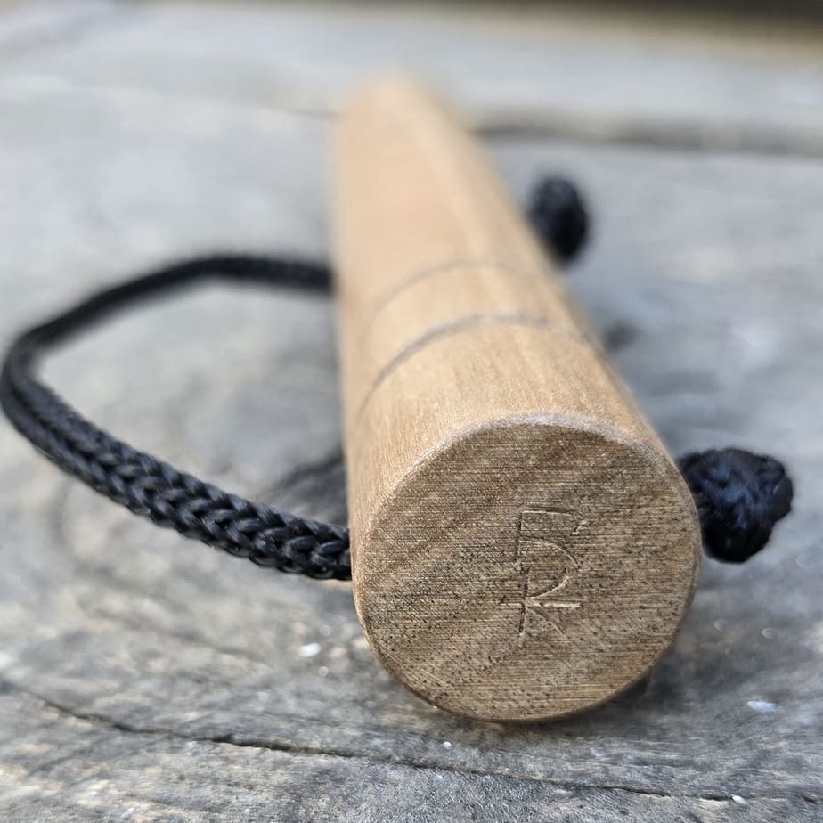 Wooden massage training stick yawara with blunt ends - Walnut