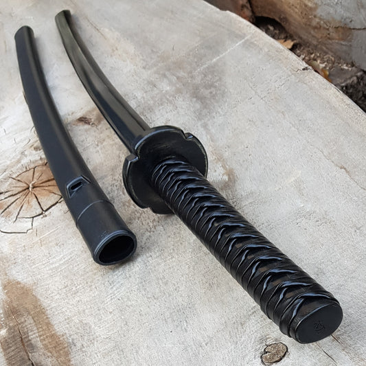 Wooden daito bokken with tsuba, plastic saya and tsukamaki - Japanese sword 102 cm (40.1") for Iaido - European Hornbeam