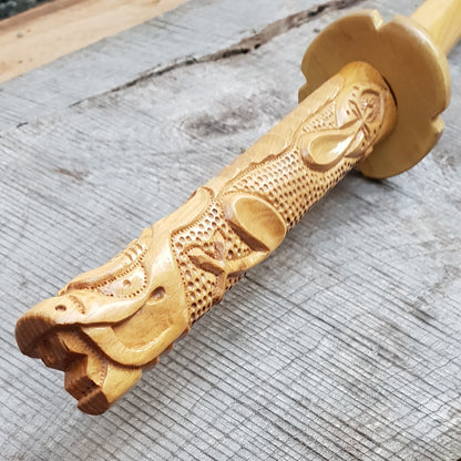 Дерев'яний Bokken Daito Deluxe Dragon 102 (40.1") см з цуба- Айкідо, Кендзюцу - Robinia Wood