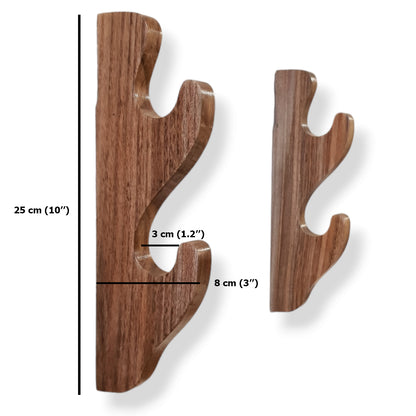 Wooden Wall Mounted Sword Katana Bokken Holder - 2 layers - Walnut