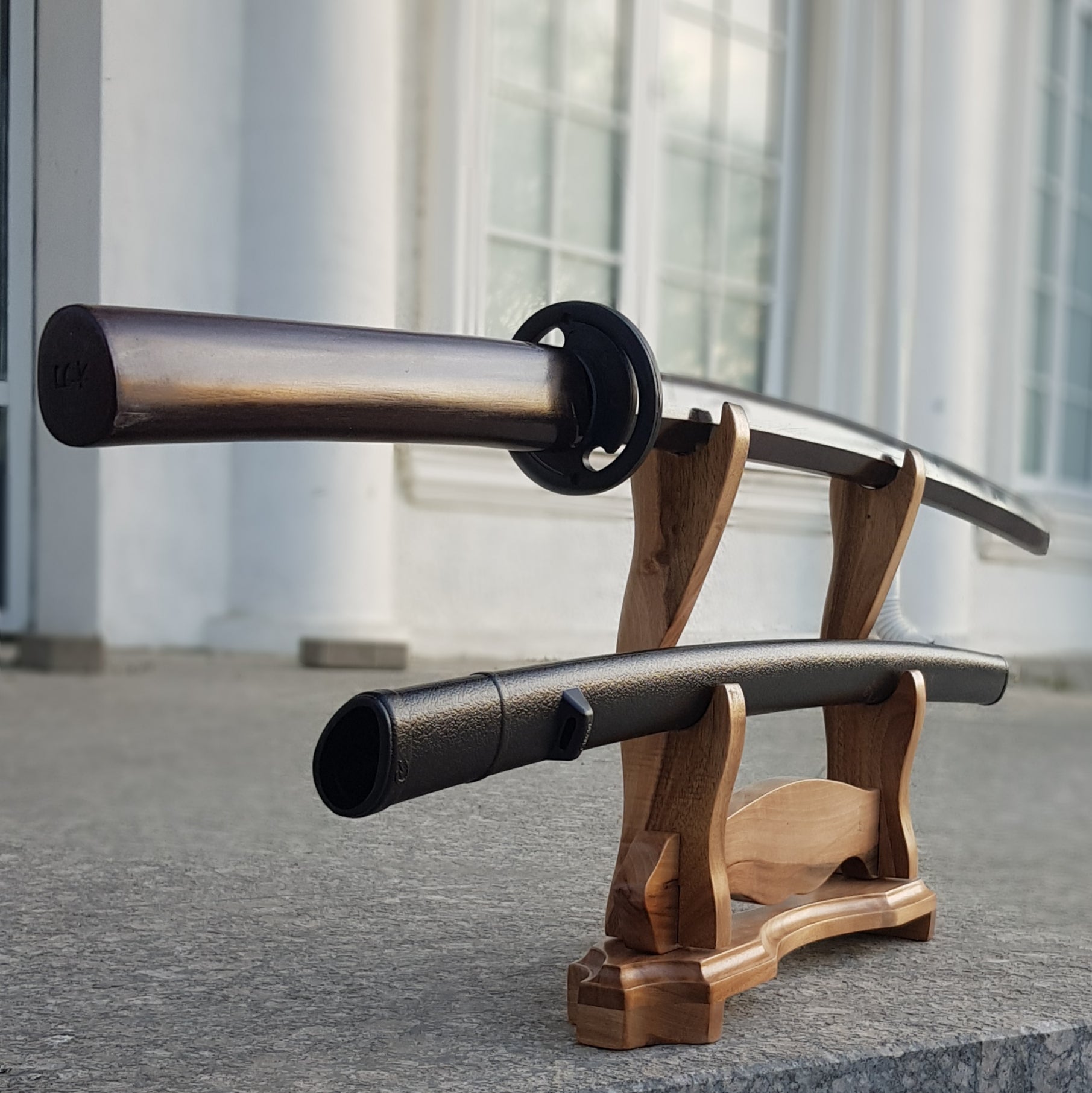 Durable wooden sword holder for samurai swords, katanas, and decorative blades