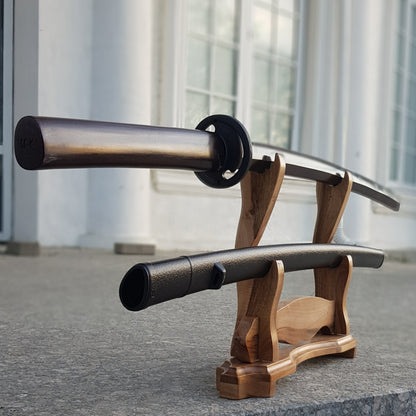 Durable wooden sword holder for samurai swords, katanas, and decorative blades