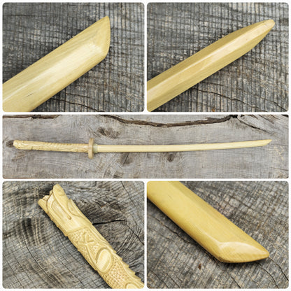 Wooden Bokken Daito Deluxe Dragon 102 (40.1") cm with tsuba- Aikido, Kenjutsu - European Hornbeam