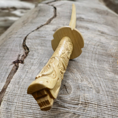 Wooden Bokken Daito Deluxe Dragon 102 (40.1") cm with tsuba- Aikido, Kenjutsu - European Hornbeam