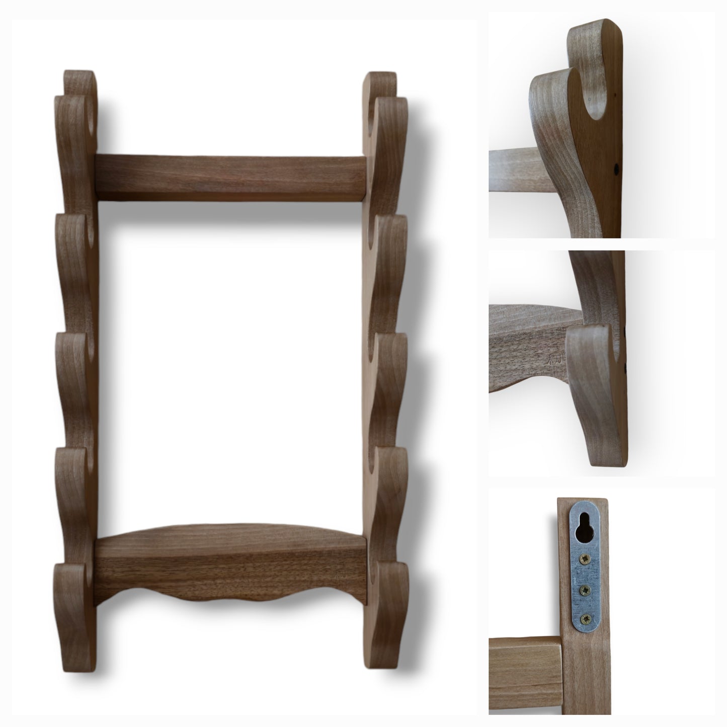 Traditional wooden sword rack for showcasing katanas and historical weapons