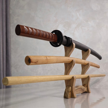 Elegant wooden stand for sword display – ideal for collectors and martial artists