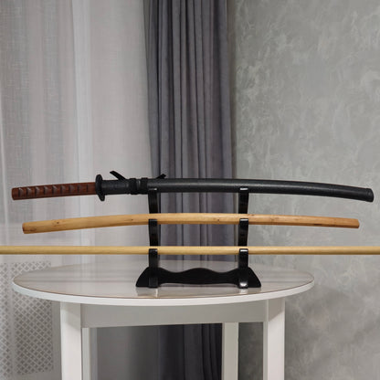 Durable wooden sword holder for samurai swords, katanas, and decorative blades