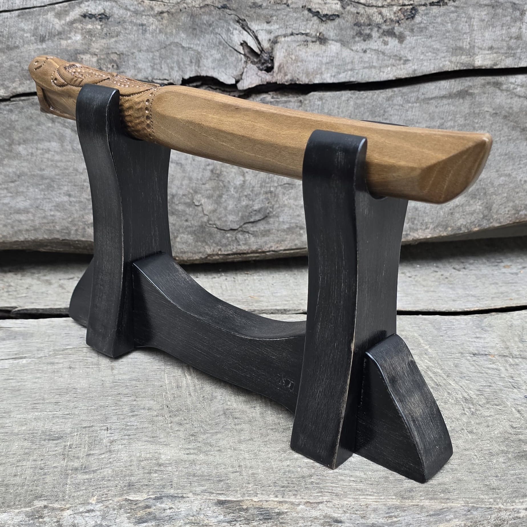 Handcrafted wooden sword and knife display stand – perfect for katanas and collectibles