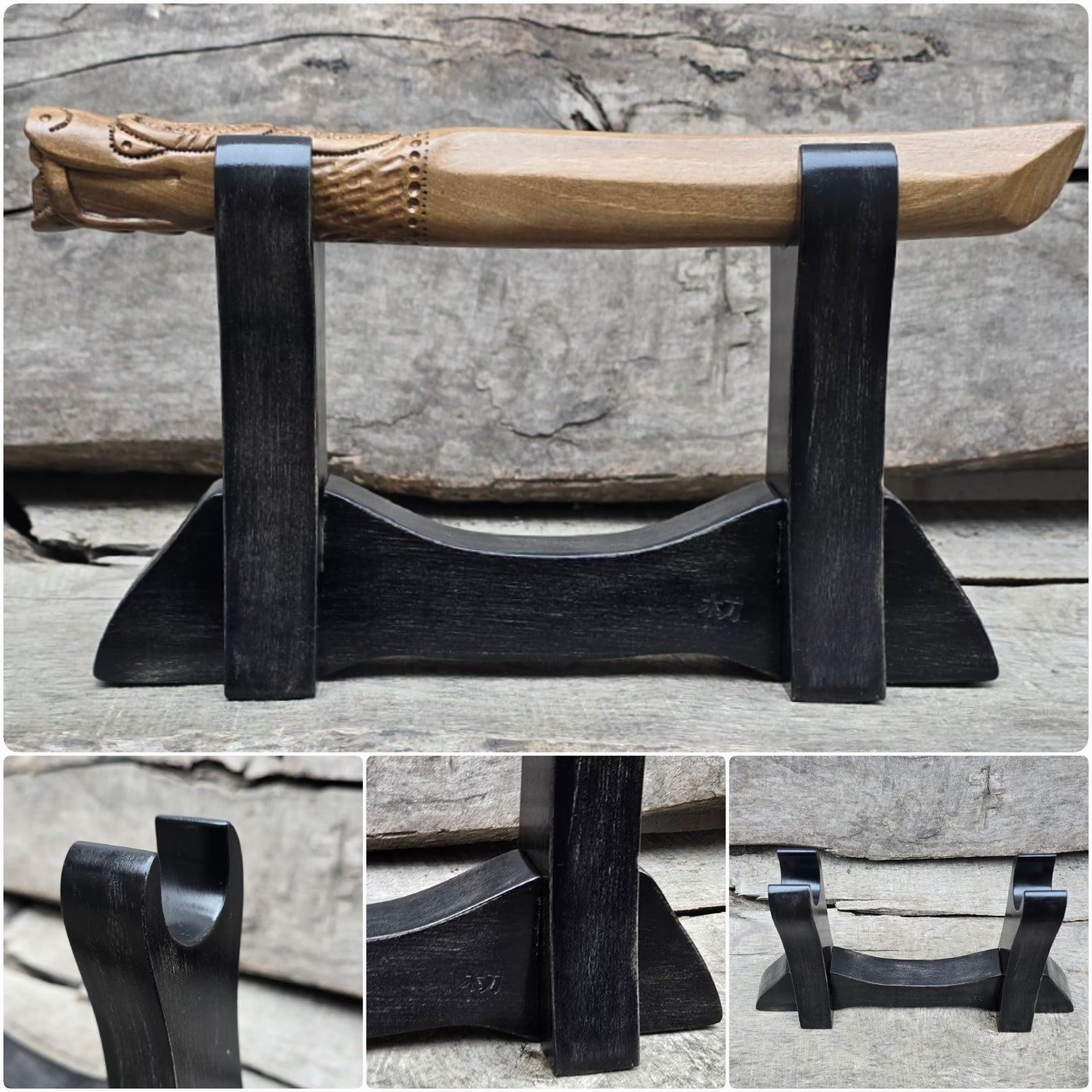 Handcrafted wooden sword and knife display stand – perfect for katanas and collectibles