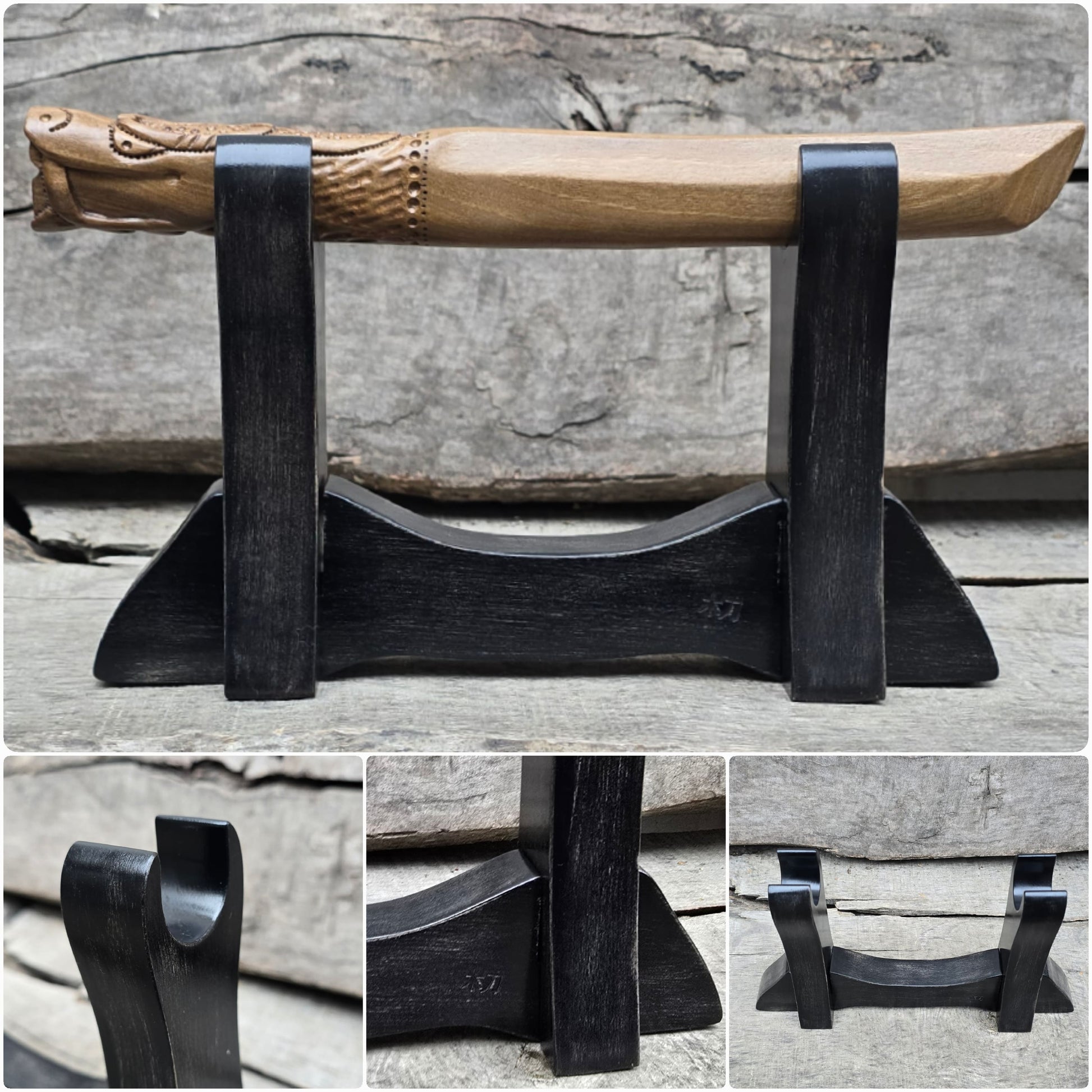 Handcrafted wooden sword and knife display stand – perfect for katanas and collectibles