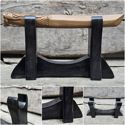 Handcrafted wooden sword and knife display stand – perfect for katanas and collectibles