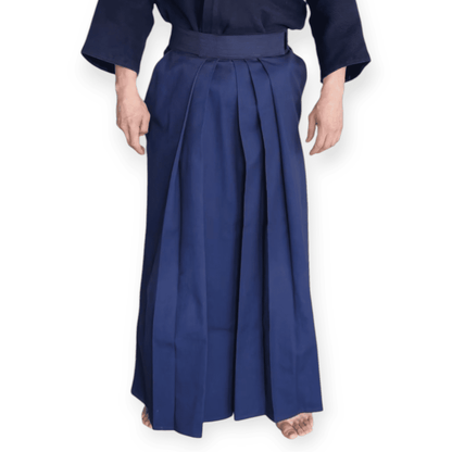 Traditional navy blue hakama pants for Kendo, Aikido, and Iaido martial arts