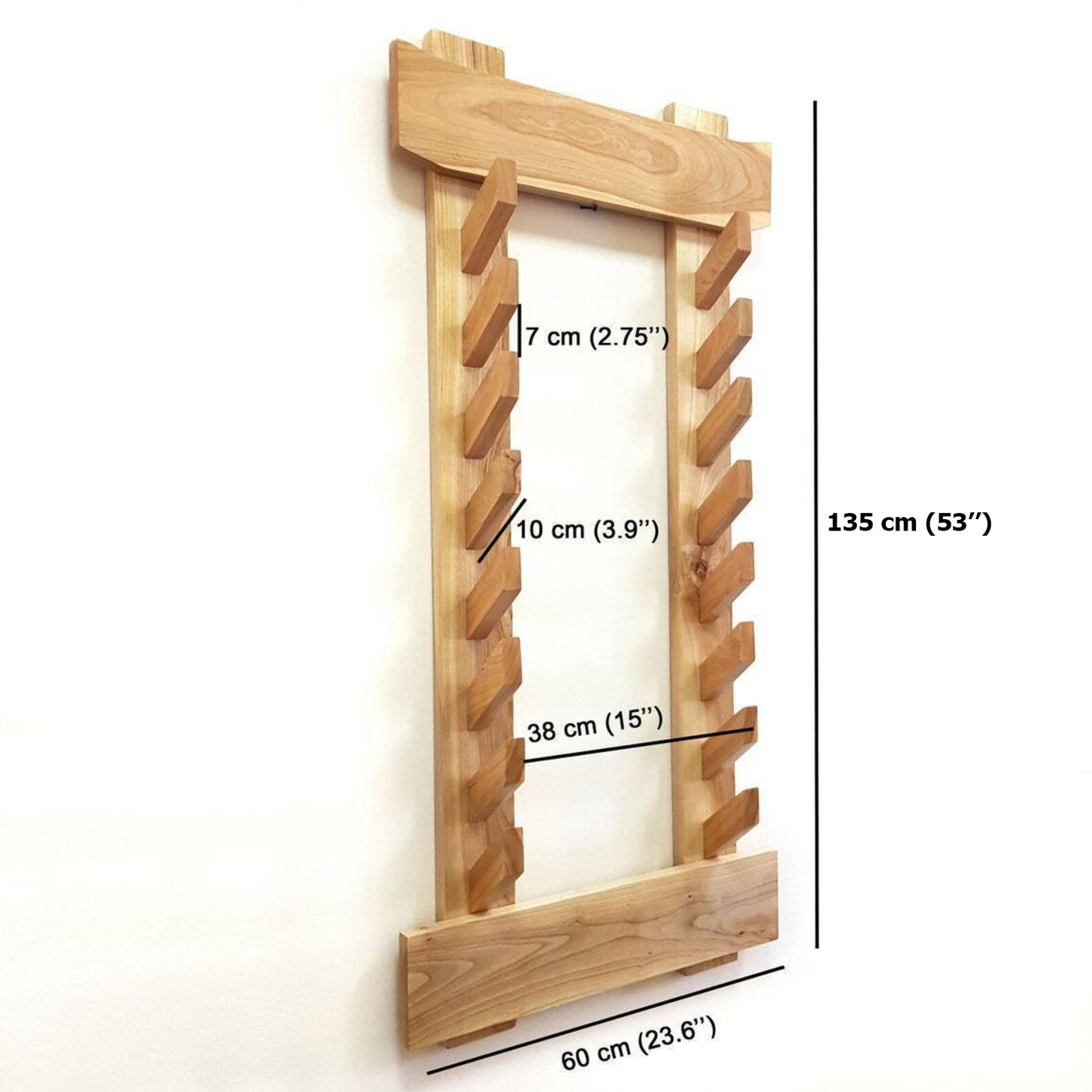 The Wall Stand for Weapons Japanese Style - Sword, Bokken, Staff - 8 Layer - Natural Wood (Ash)