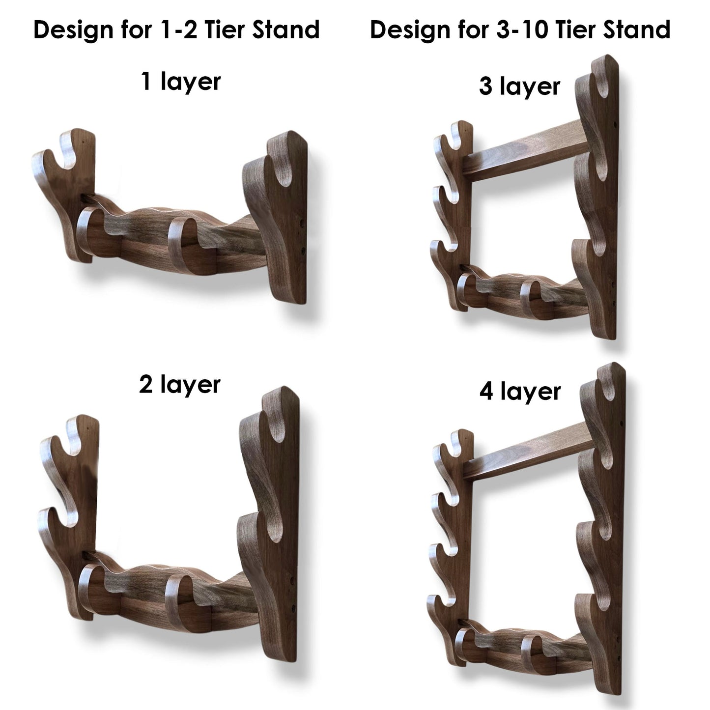 The Wall Stand for Swords with place for a Tanto 1-10 Layer - Natural Wood (Walnut)