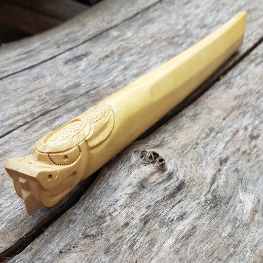 Wooden knife tanto Deluxe Dragon - European Hornbeam