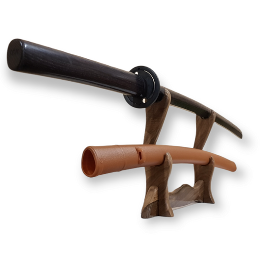 Wooden bokken Daito 102 cm (40.1") with patterned rubber tsuba and dome, plastic saya for Iaido - European Ash
