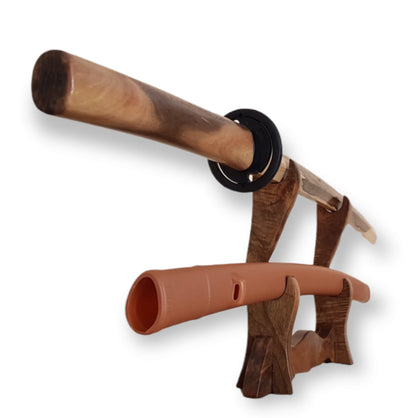 Wooden bokken Daito 102 cm (40.1") with patterned rubber tsuba and dome, plastic saya for Iaido - Walnut